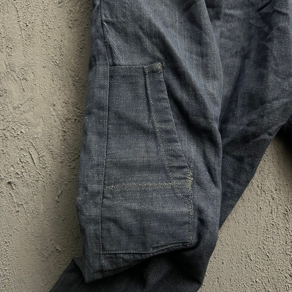 Vintage Broad Fall Denim Work Pants 38x28 Blue 1940s 1950s Selvedge Amish - Picture 8 of 12